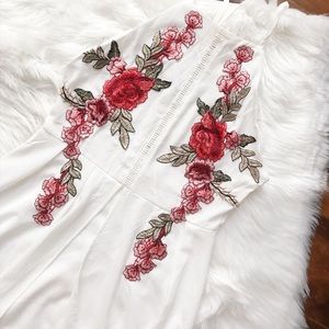 Red Rose Appliqué Front Split Dress 🥀